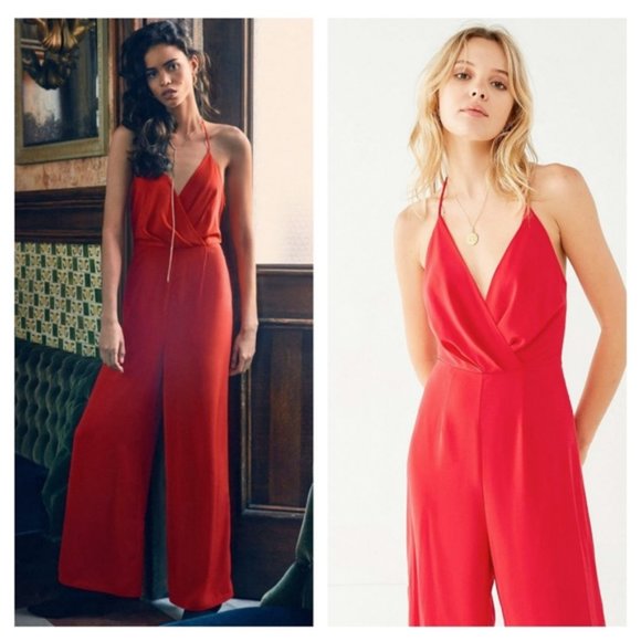Urban Outfitters Pants - Urban Outfitters Red Halter Jumpsuit